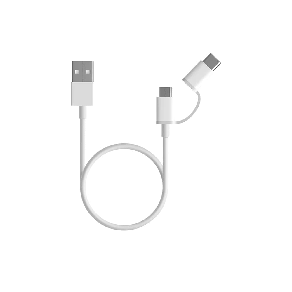 کابل شارژ شیائومی مدل Xiaomi 2-in-1 USB Cable for Micro USB and Type-C SJX02ZM