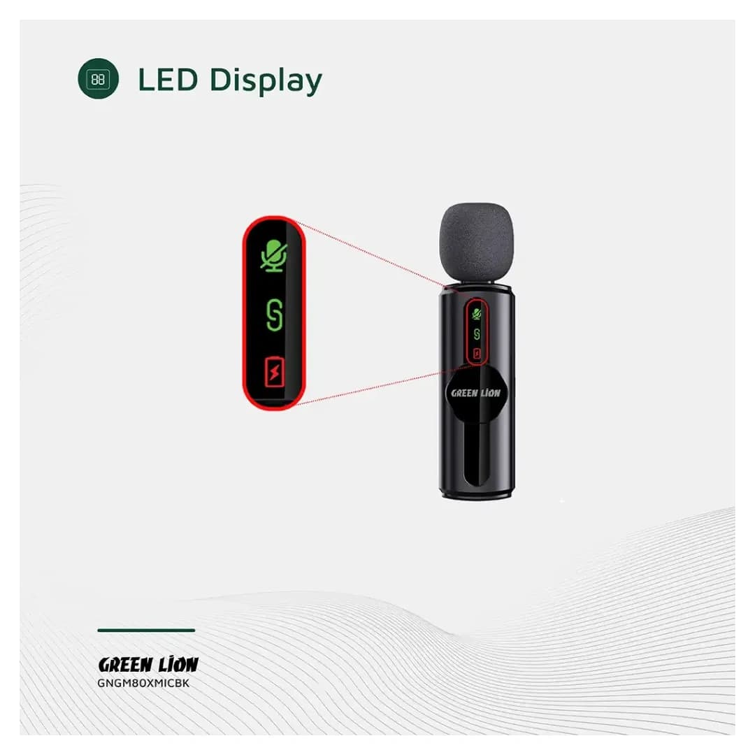 میکروفون یقه‌ای 2 فرستنده وایرلس گرین لاین Green Lion GM-80X — تصویر ۳