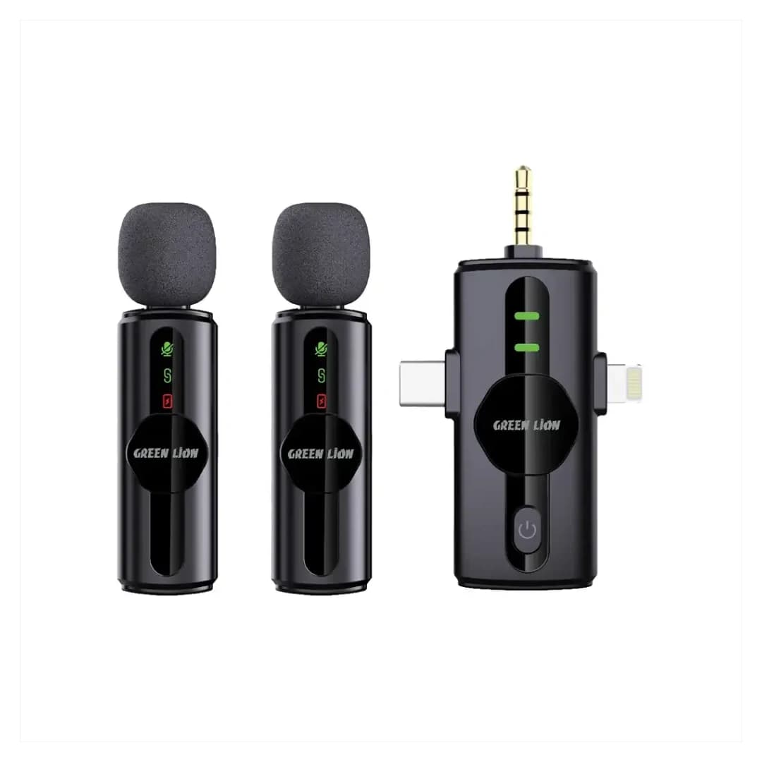 میکروفون یقه‌ای 2 فرستنده وایرلس گرین لاین Green Lion GM-80X