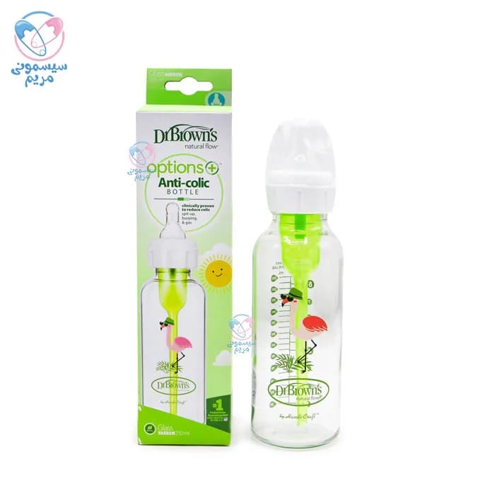 شیشه شیر 250 میلی لیتر پیرکس لاغر دکتر براون فلامینگو Dr.Brown’s 81631 — تصویر ۳