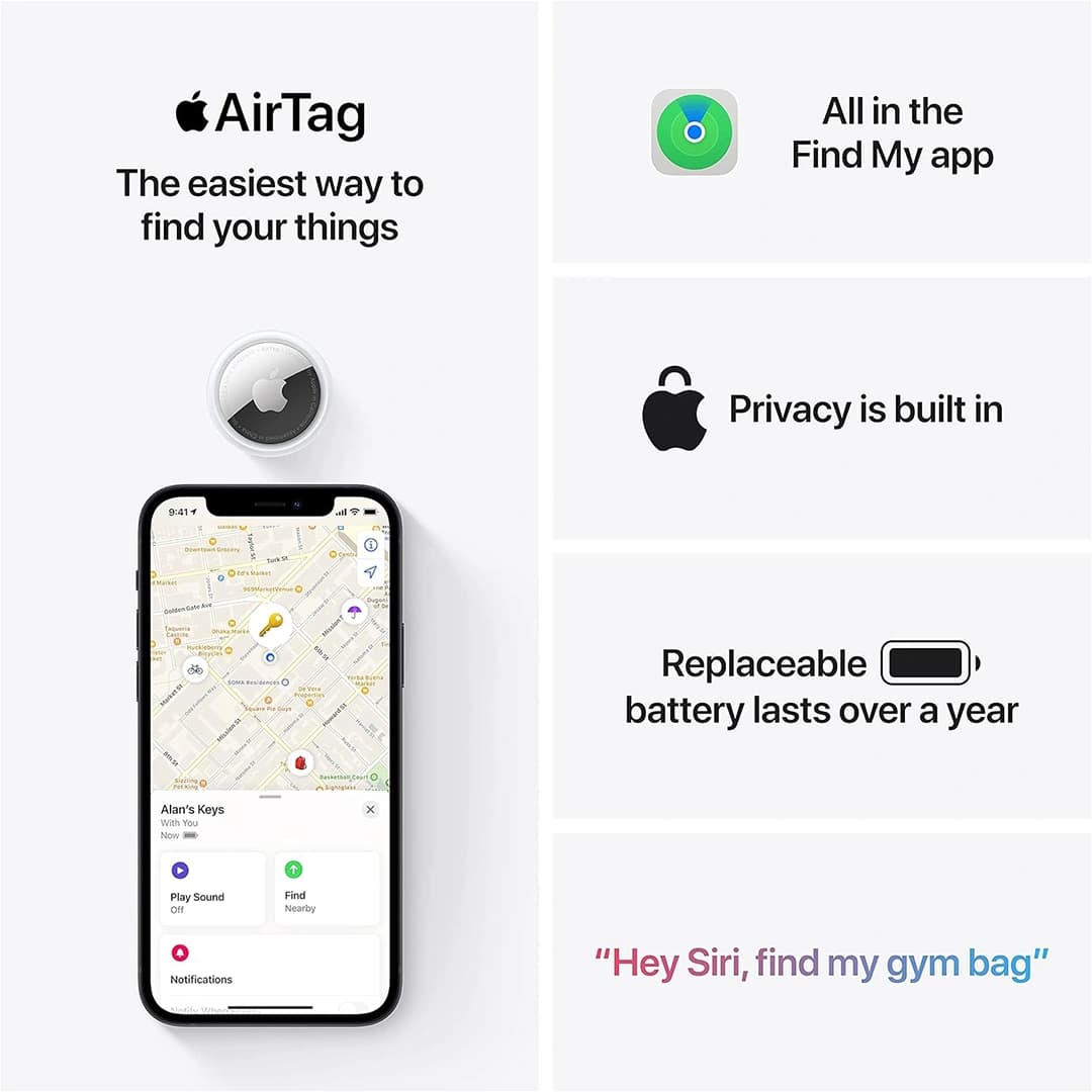 تگ ردیاب اپل پک 4 عددی Apple airtag A2187 — تصویر ۴