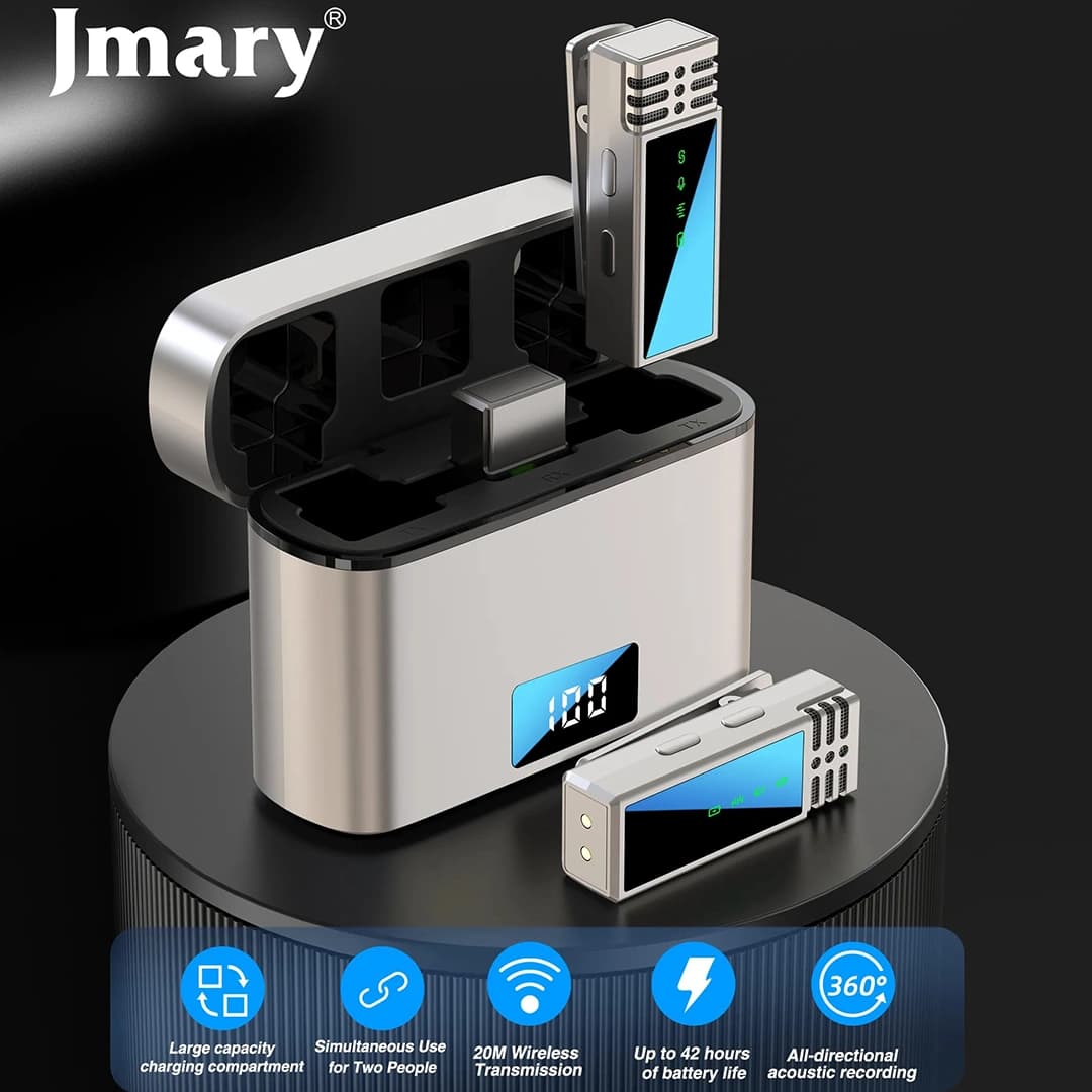 میکروفن یقه ای بی سیم جیماری مدل jmary mw-15 dual Type-C & Lighting — تصویر ۴