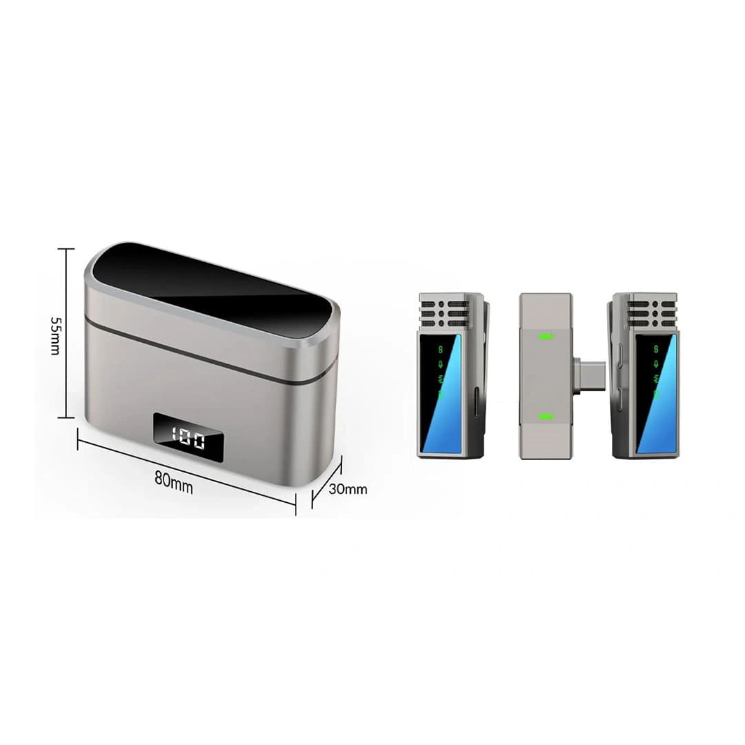 میکروفن یقه ای بی سیم جیماری مدل jmary mw-15 dual Type-C & Lighting — تصویر ۳