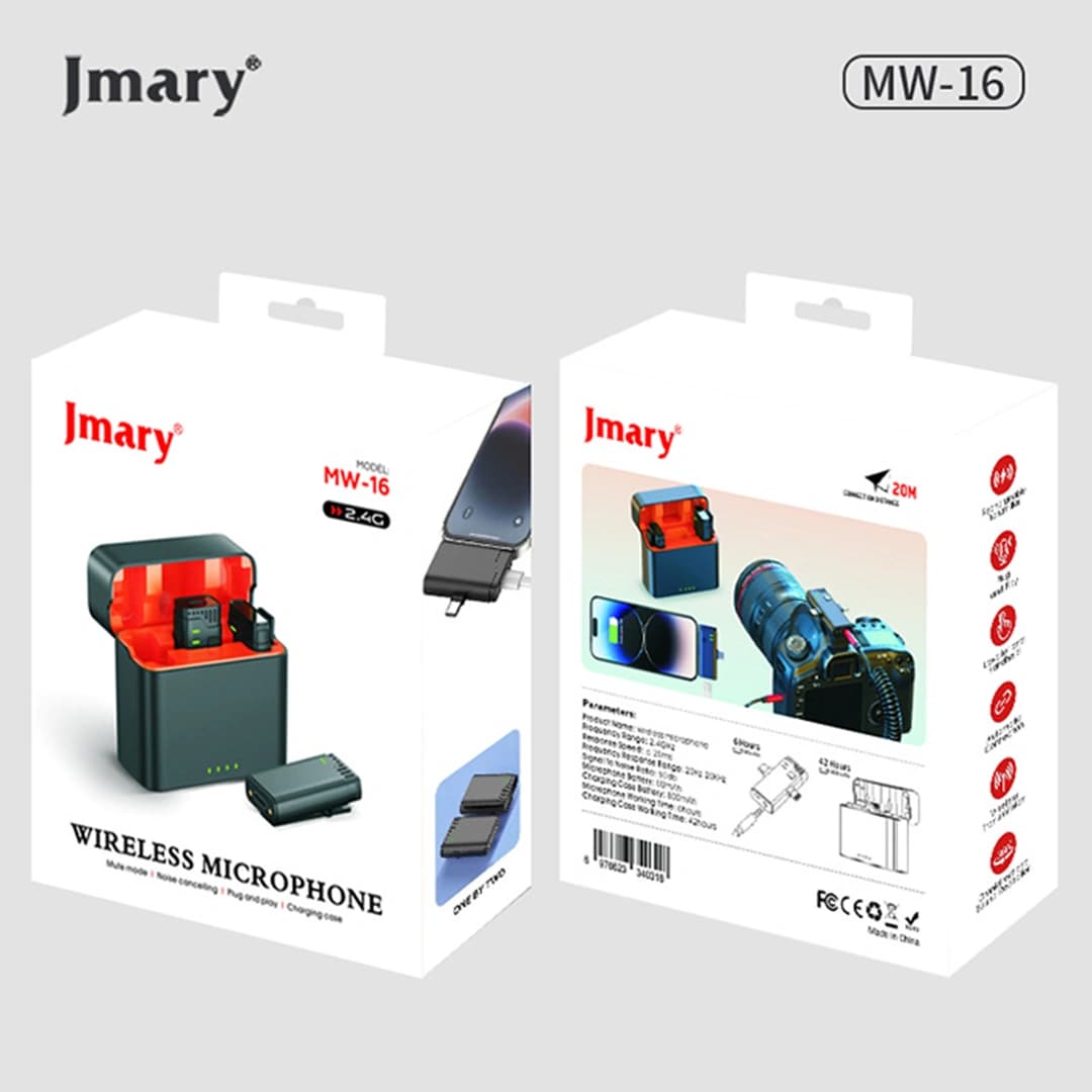 میکروفن یقه ای بی سیم جیماری مدل jmary mw-16 dual — تصویر ۸