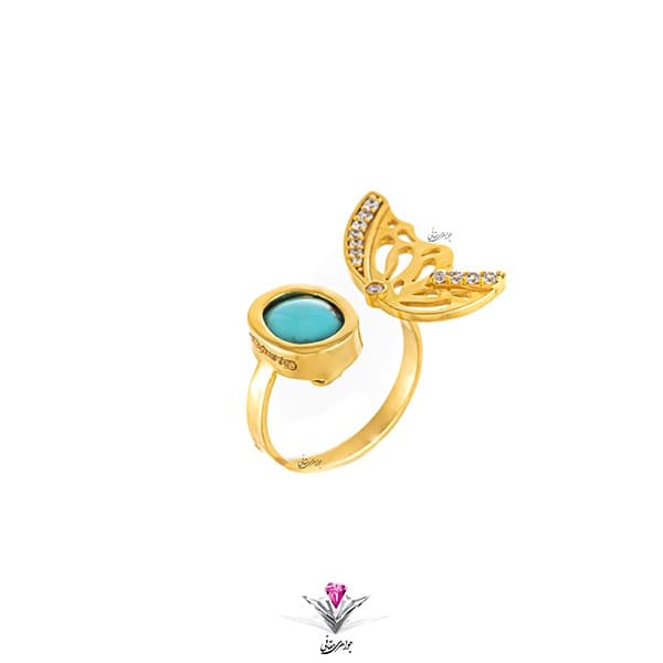 انگشتر طلا زنانه بیوتی (پروانه) فیروزه