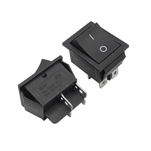 شستی راکر مشکی 4 پایه 2 حالت 25*30 میلیمتر KCD4-201S 4PIN