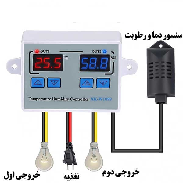 ترموستات دما و رطوبت مدل 12 ولت XH-W1099 — تصویر ۳