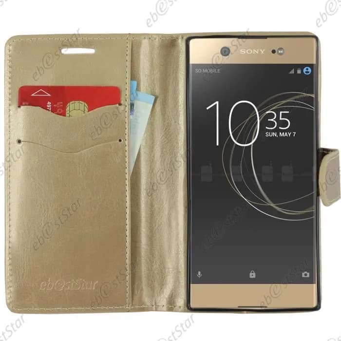 قاب محافظ چرم PU جا کارتی دار همراه با گلس برای گوشی Sony Xperia XA1 Ultra، XA1 — تصویر ۳