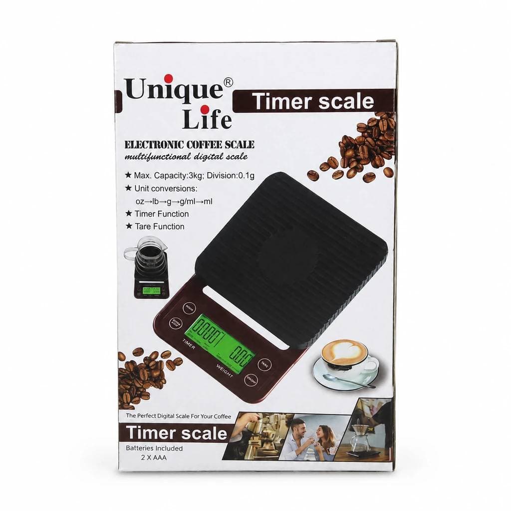 ترازو قهوه تایمردار یونیک لایف (Unique Life) | دقت 0.1 گرم — تصویر ۲