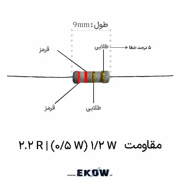 مقاومت 1/2 وات 2.2 اهم (1/2W 2.2R )