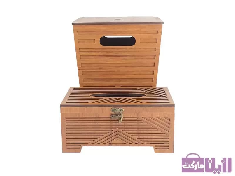 ست دستمال کاغذی و سطل عروس چوبی کد: 1108