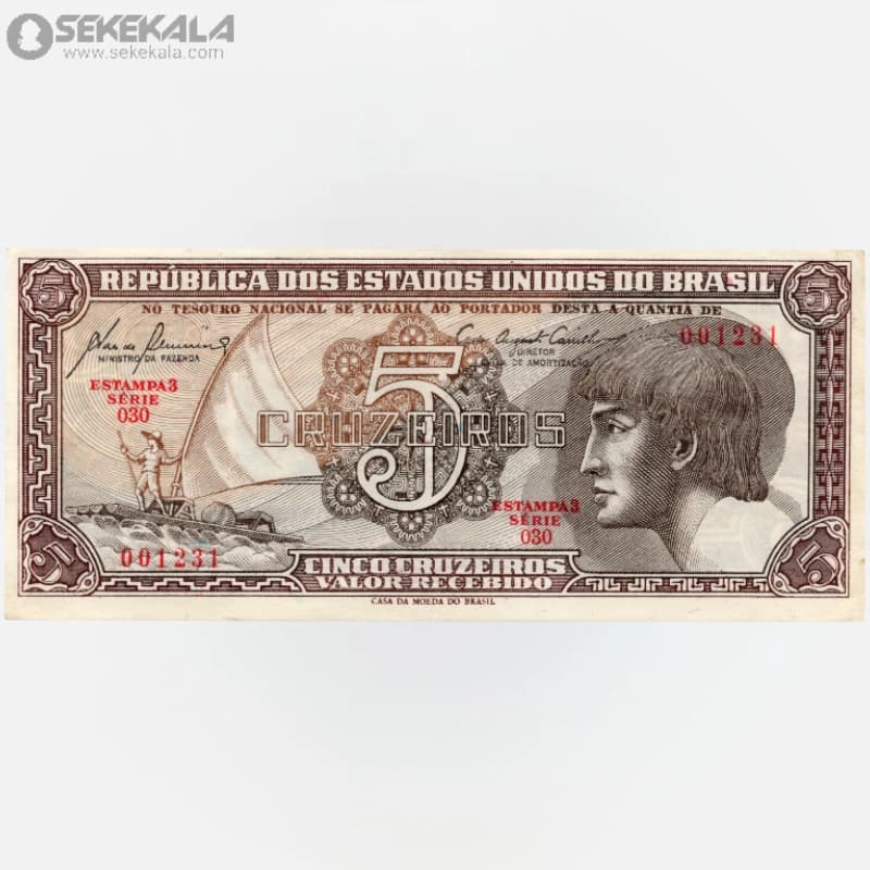 اسکناس 5 کرویزرو برزیل 1962 (EF) — تصویر ۲