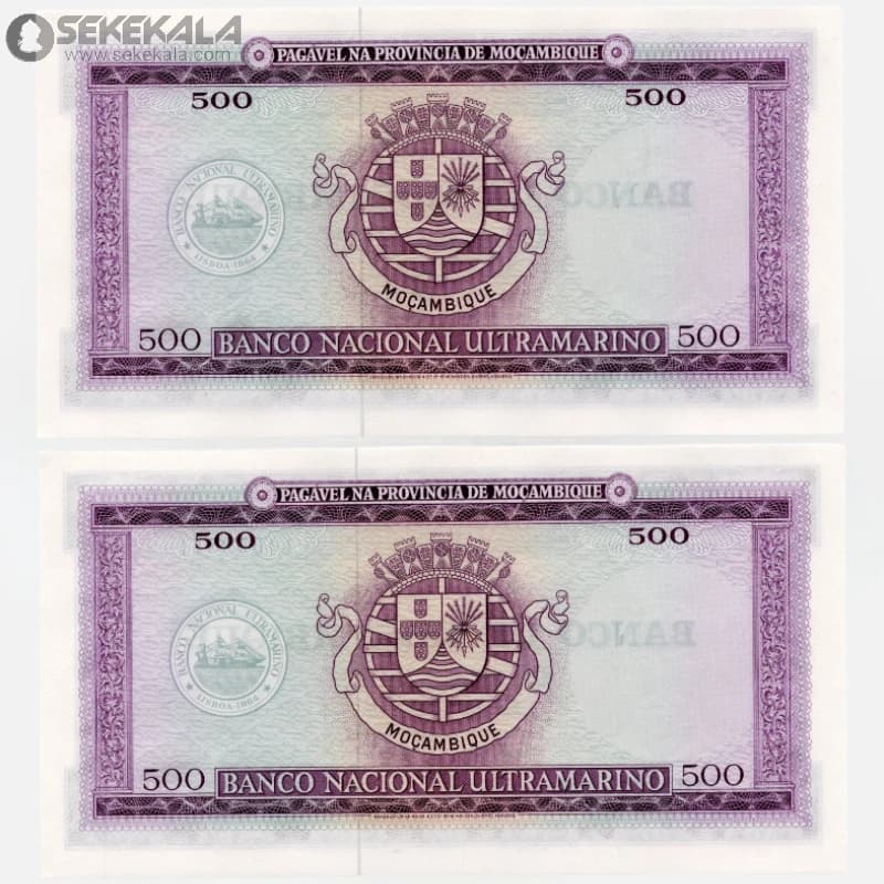 جفت اسکناس 500 اسکودو موزامبیک 1976(UNC)(سورشارژ جمهوری خلق) — تصویر ۳