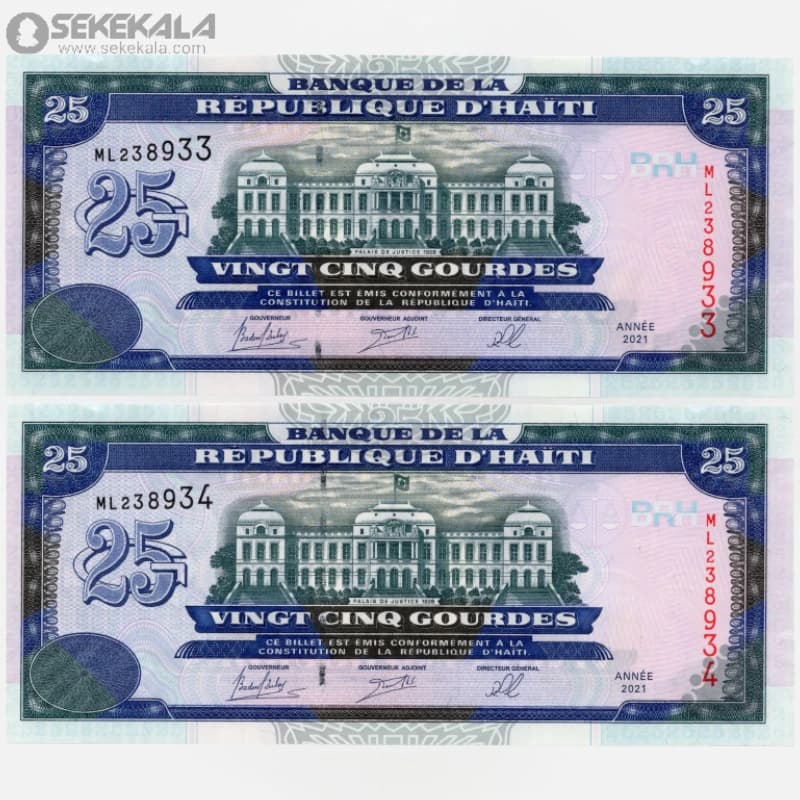 جفت اسکناس 25 گورد هائیتی 2021 (UNC)(جمهوری سوم)