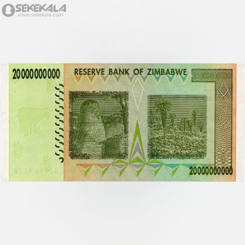 اسکناس 20000000000 دلار زیمباوه 2008 (UNC) — تصویر ۳