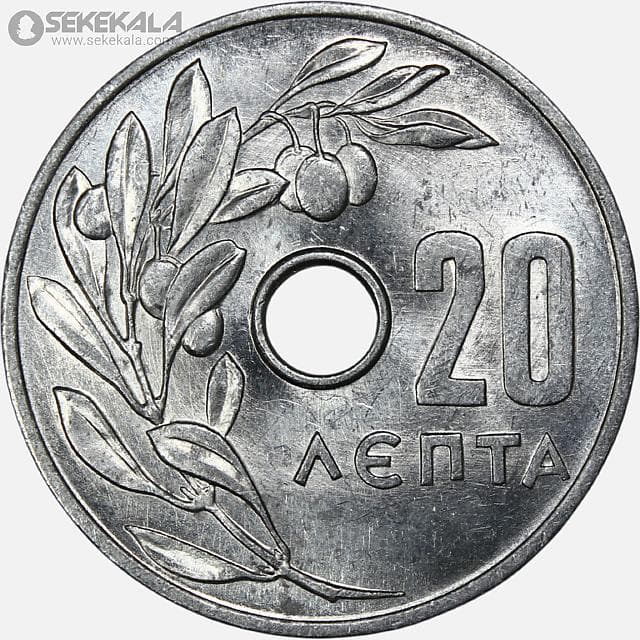 سکه 20 لپتا یونان 1966 (کنستانتین دوم)(UNC)