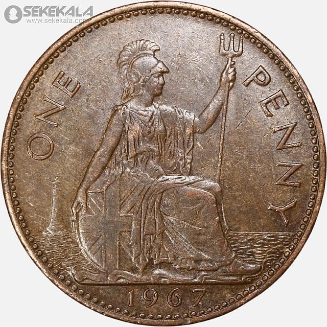 سکه 1 پنی انگلیس 1967 (ملکه الیزابت) — تصویر ۲