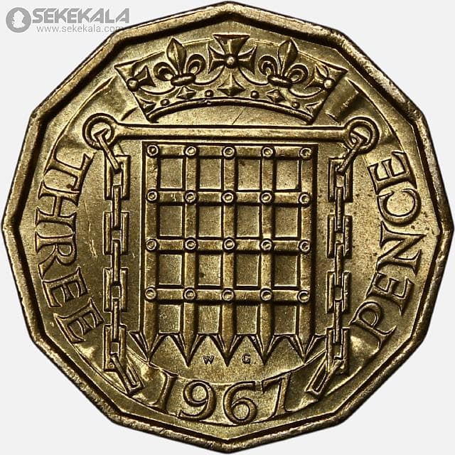 سکه 3 پنس انگلیس 1967 (ملکه الیزابت)(UNC)