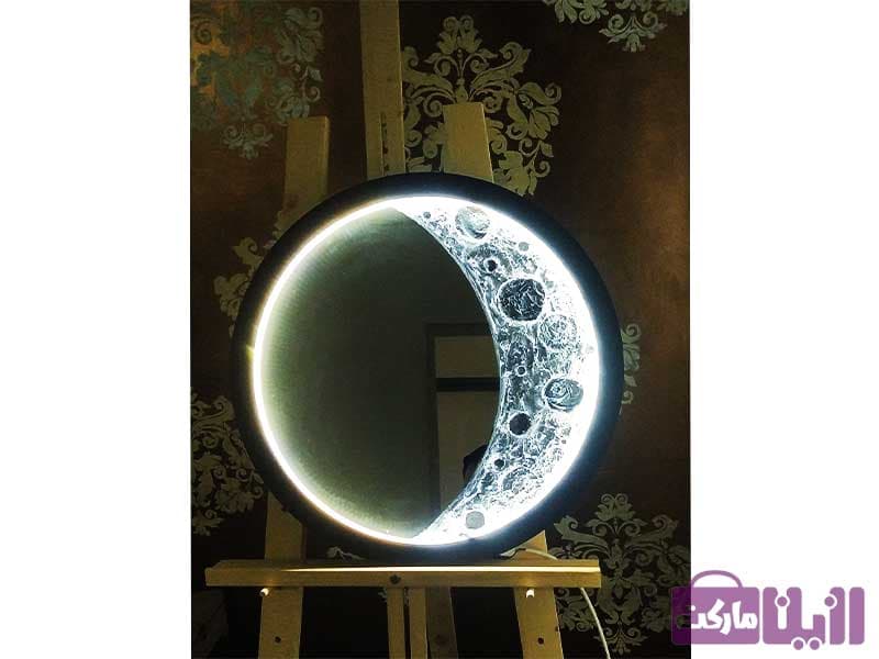 تابلو آیینه کره ماه با نور مخفی (قطر ۴۵ و ۵۵ سانتیمتر)