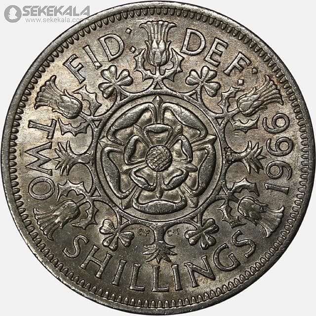 سکه 2 شیلینگ انگلیس 1966 (ملکه الیزابت)(AU)