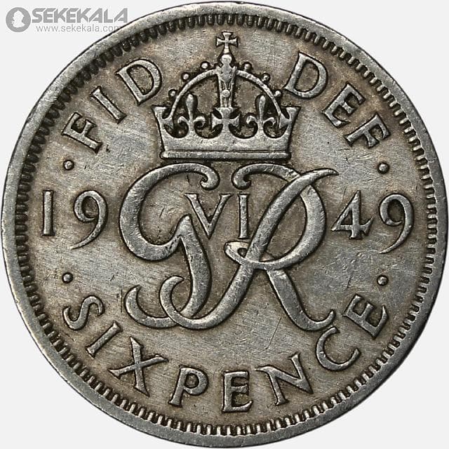 سکه 6 پنس انگلیس 1949 (جرج ششم)