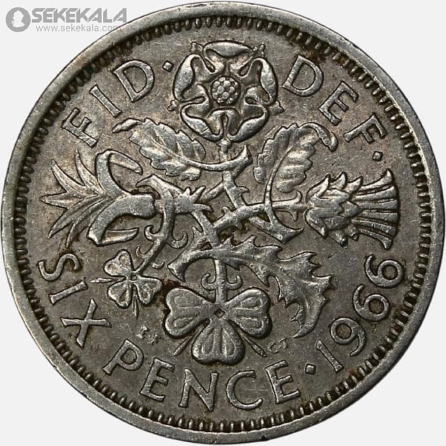 سکه 6 پنس انگلیس 1966 (ملکه الیزابت)