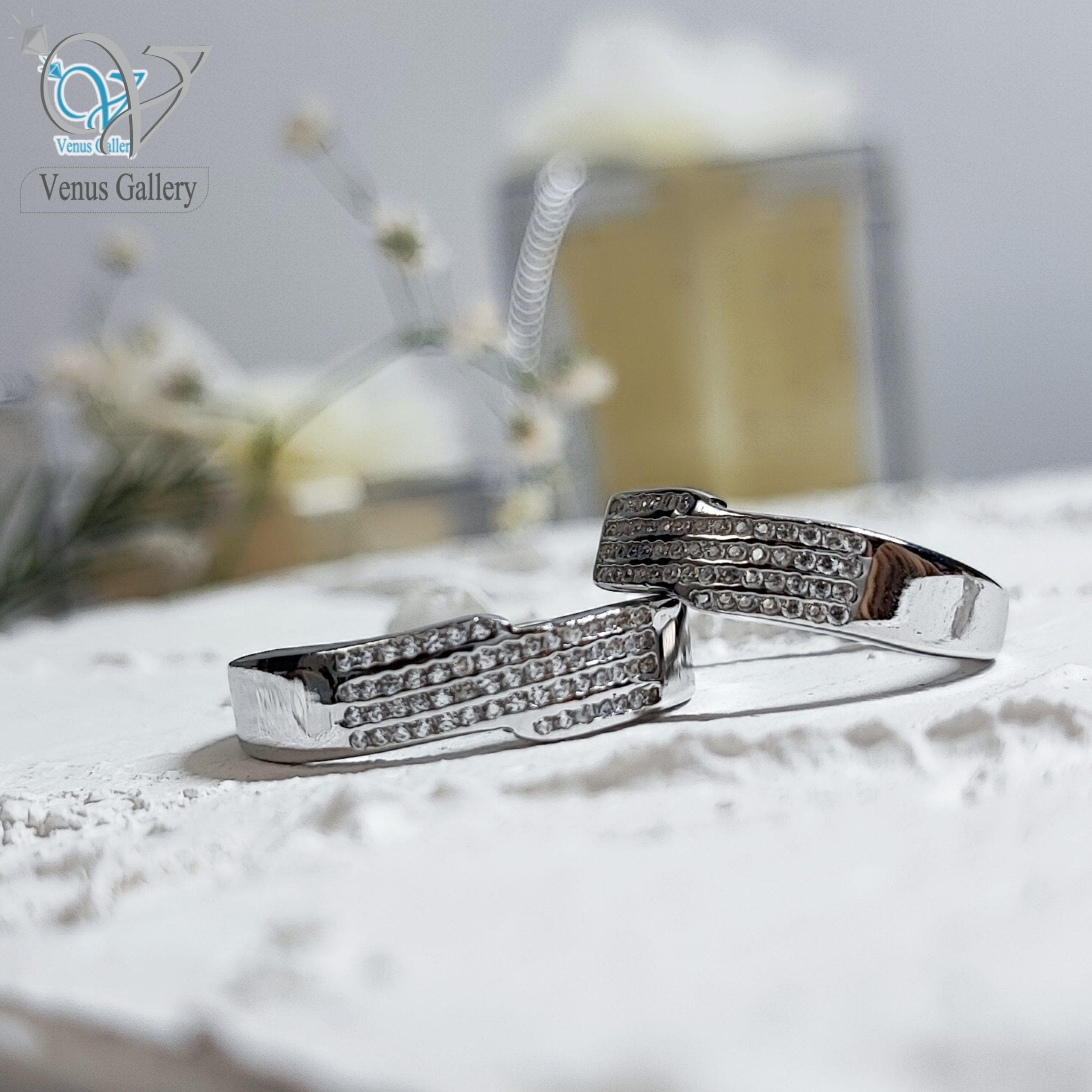 حلقه ست نقره طرح طلا سفید کد 3319