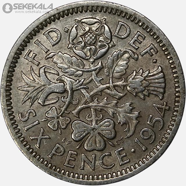 سکه 6 پنس انگلیس 1954 (ملکه الیزابت)