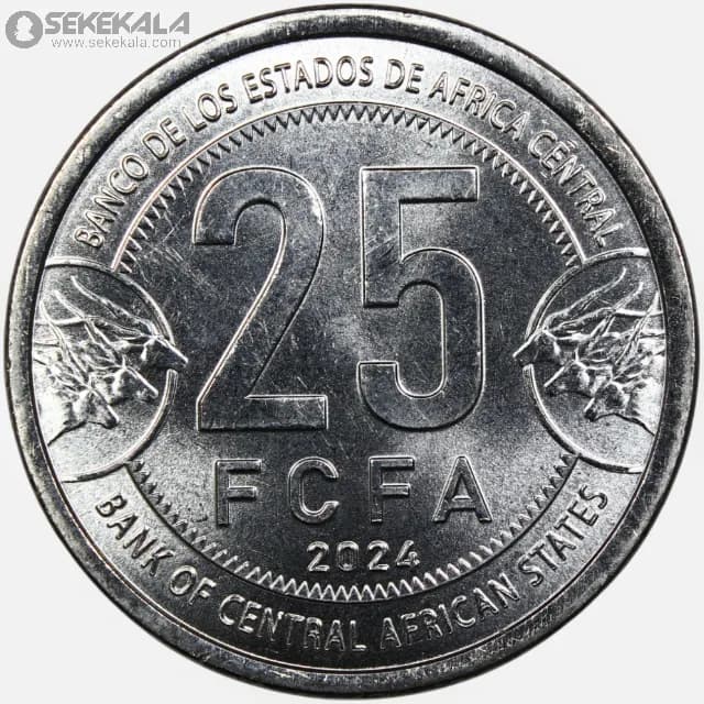 سکه 25 فرانک کمیاب آفریقای مرکزی 2024 (UNC) — تصویر ۳