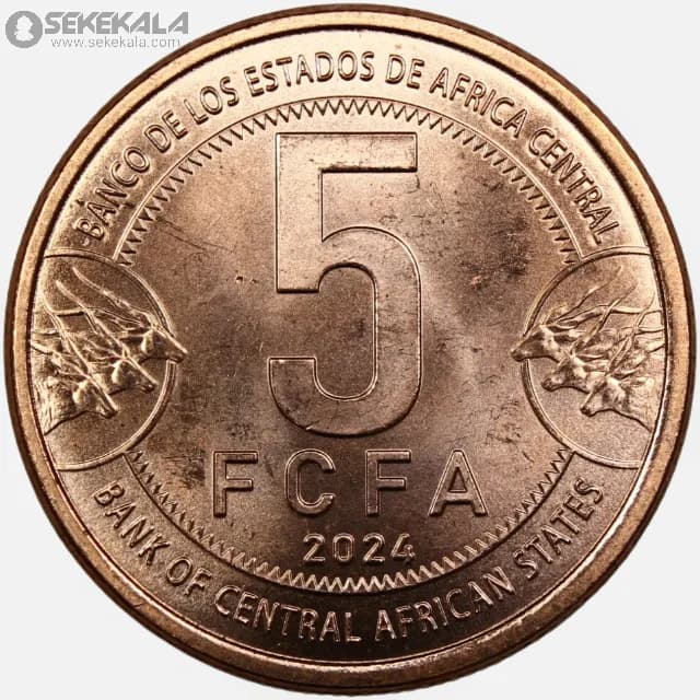 سکه 5 فرانک کمیاب آفریقای مرکزی 2024 (UNC) — تصویر ۳