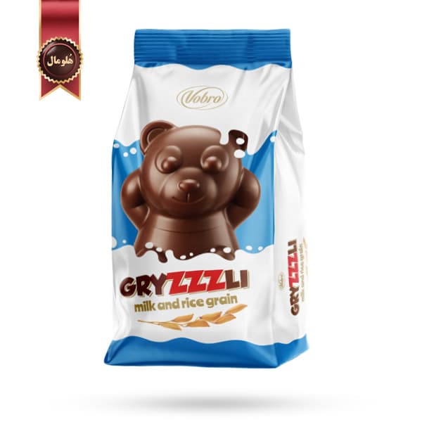 شکلات خرسی وبرو Vobro مدل گریزلی شیر و دانه‌های برنج Gryzzzli Milk and Rice Grain وزن یک کیلویی (اورجینال)