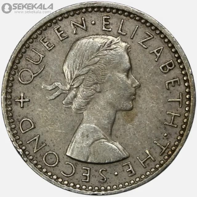 سکه 6 پنس کمیاب نیوزلند 1960 (ملکه الیزابت) — تصویر ۳