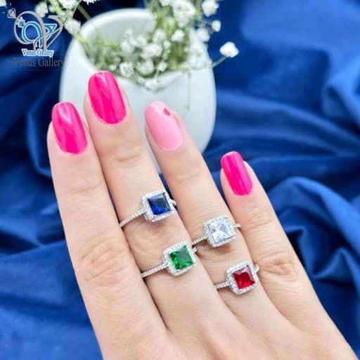 انگشتر نقره زنانه نگین رنگی کد 2918 — تصویر ۲