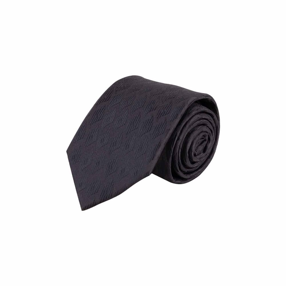 كراوات ابريشمي طرح لوزي خميده TI177 مشكي مات