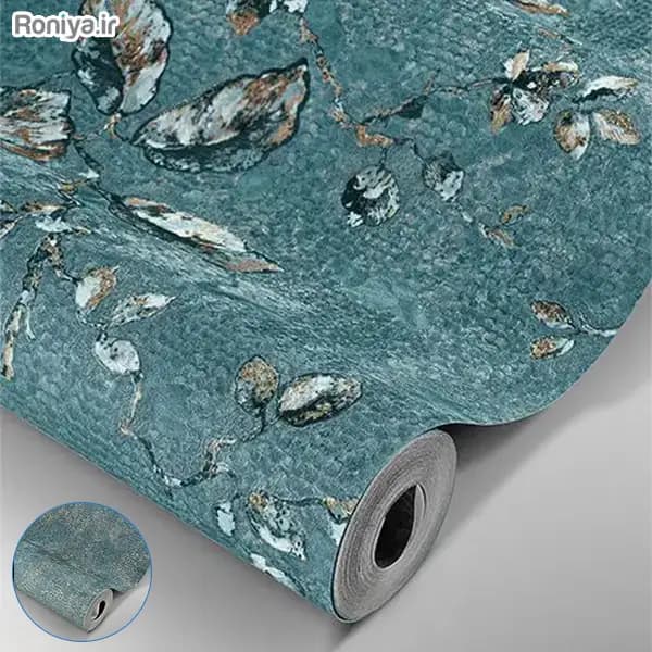 ست کاغذ دیواری طرح شکوفه سبزآبی کد 00161 + طرح ساده — تصویر ۲