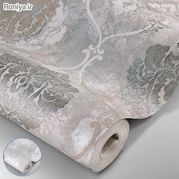 ست کاغذ دیواری مینیمال طرح داماسک کد 00159 + طرح ساده