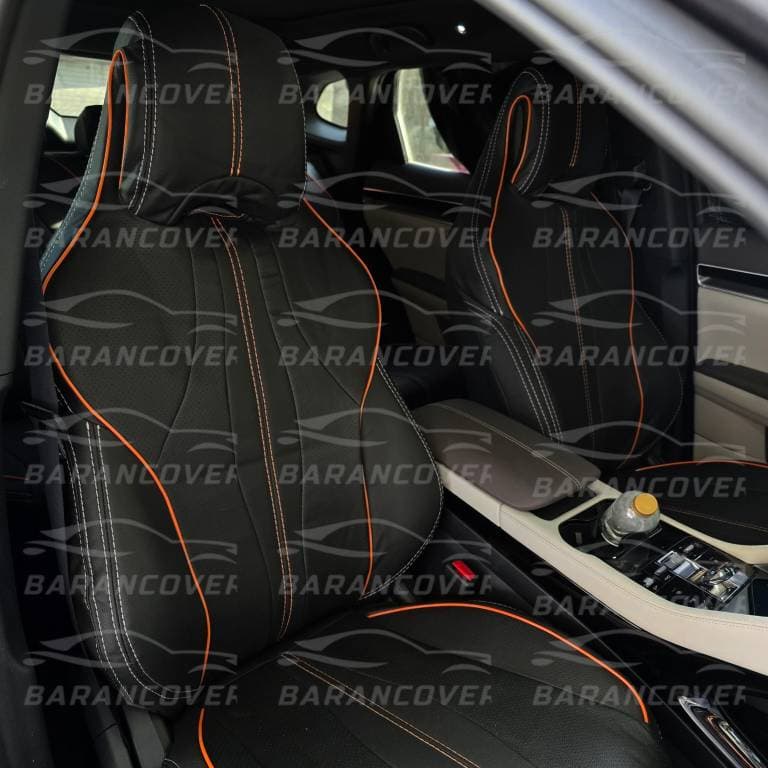 روکش صندلی بی وای دی سانگ پلاس BYD PHEV چرم رنگ مشکی مغزی نارنجی