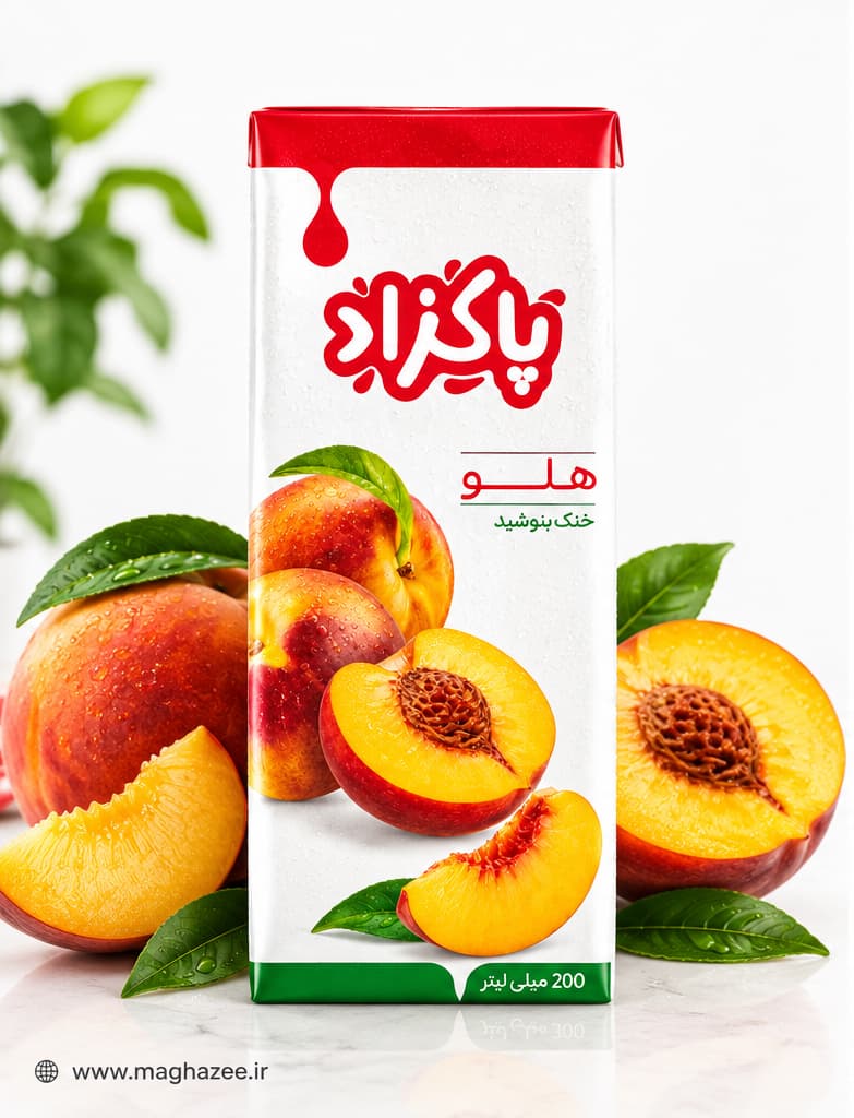 آبمیوه هلو پاکزاد حجم 200 میلی لیتری