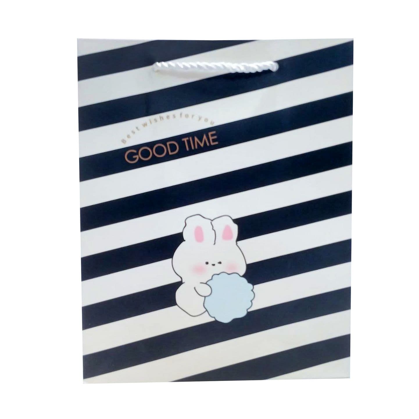 بگ و ساک دستی کادویی A5 بزرگ عمودی 19*24*9 – خرگوش راه راه good time مشکی