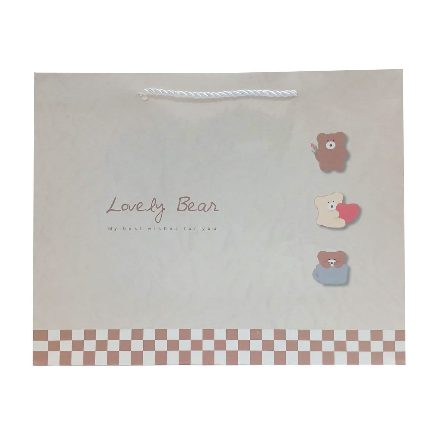 بگ و ساک دستی کادویی A4 افقی 32*25*11 – خرس lovly bear کرم قهوه ای