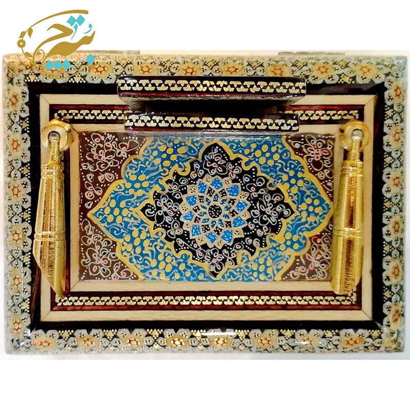 قلمدان رومیزی با جعبه لولایی خاتم کاری 11در15 — تصویر ۳