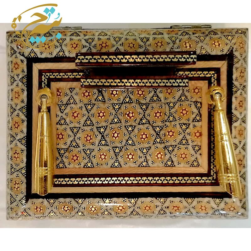 قلمدان رومیزی با جعبه لولایی خاتم کاری 11در15 — تصویر ۵
