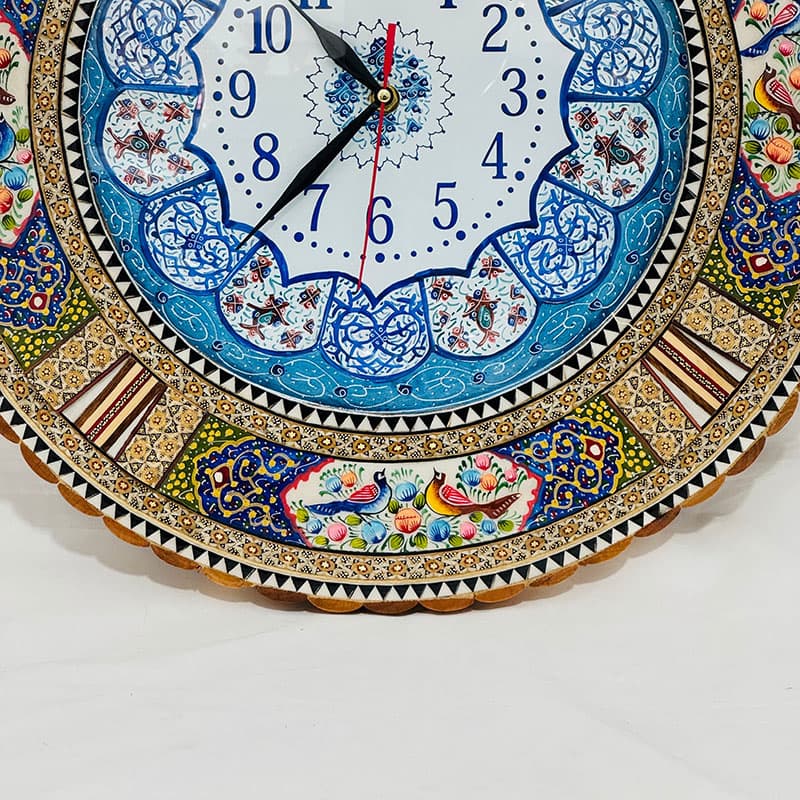 ساعت خاتم کاری گل و مرغ با صفحه میناکاری 2 — تصویر ۷