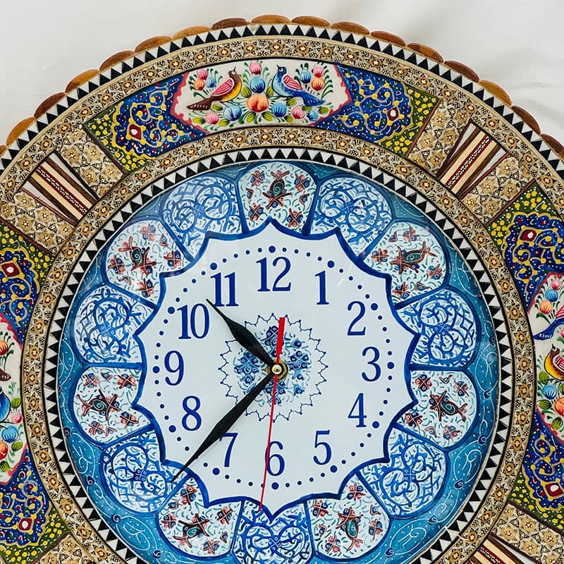 ساعت خاتم کاری گل و مرغ با صفحه میناکاری 2 — تصویر ۸