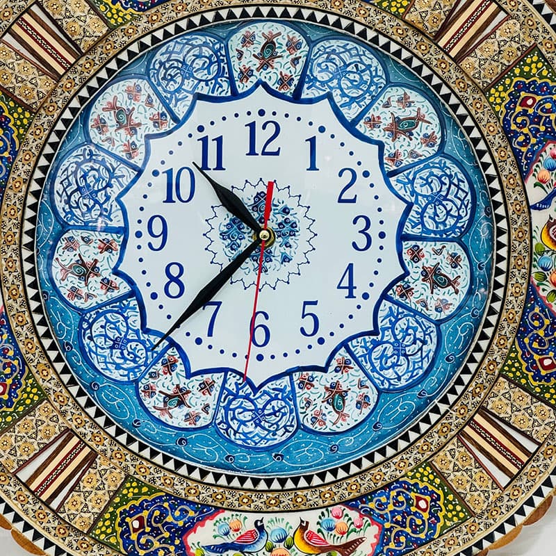 ساعت خاتم کاری گل و مرغ با صفحه میناکاری 2 — تصویر ۶
