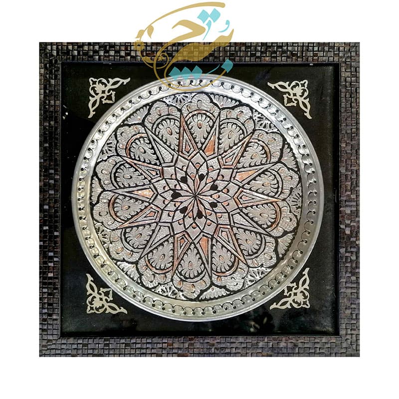 تابلو قلمزنی سینی مسی با قاب اعلا قطر25
