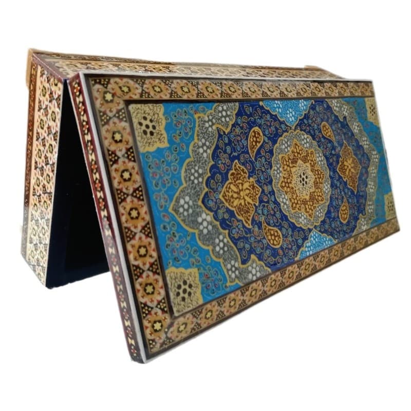 جعبه خاتم کاری تذهیب 11در21 لولایی داخل مخمل