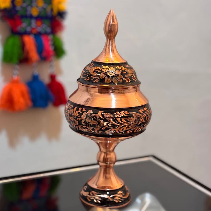 شکلات خوری مسی الماس تراش 25 با جعبه مخمل