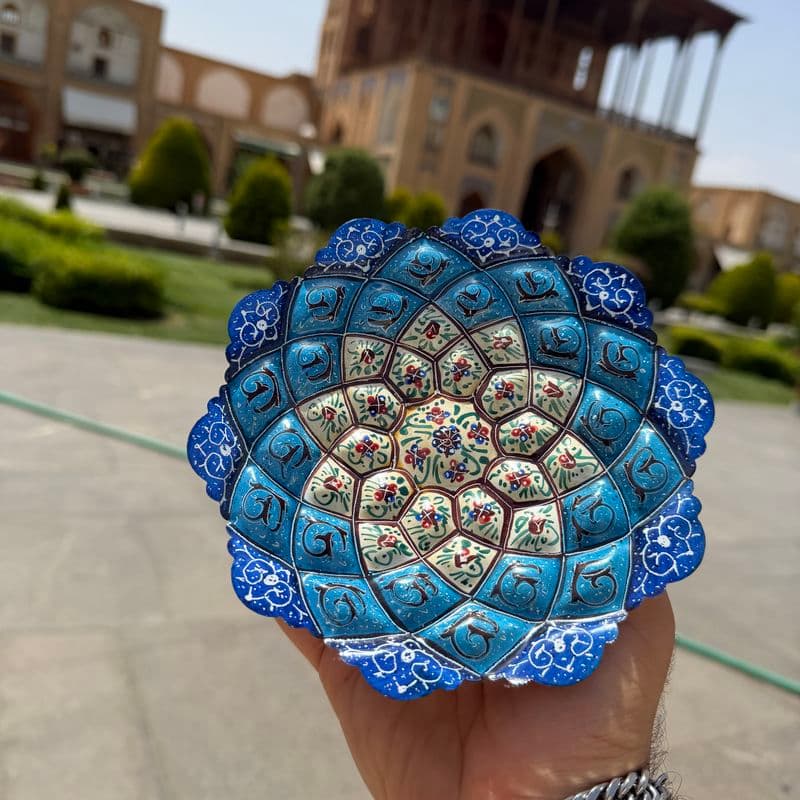 بشقاب میناکاری دیوارکوب 16 سانتی