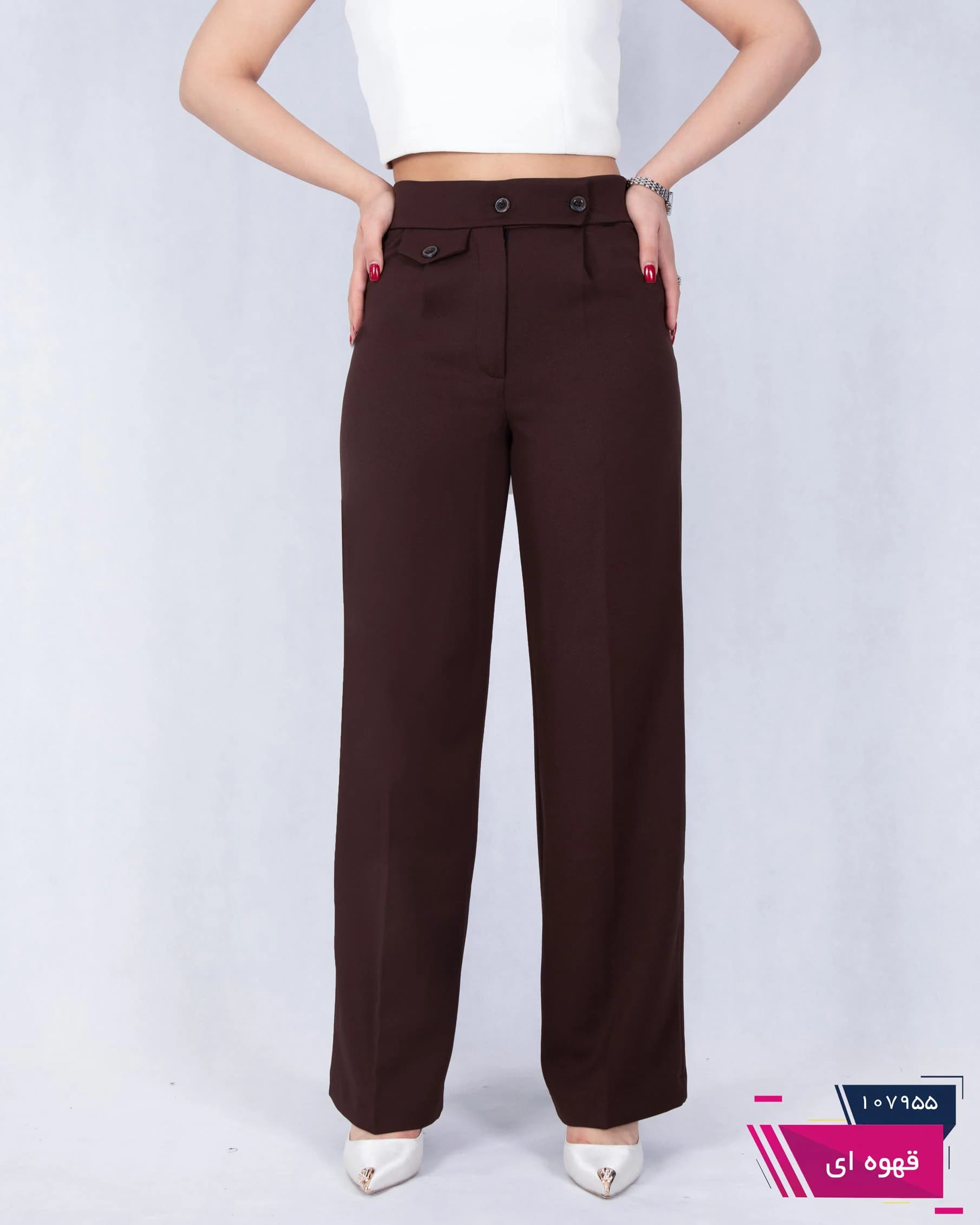شلوارپارچه ای دخترونه نیم بگ کج راه ONE MORE 1395 — تصویر ۷
